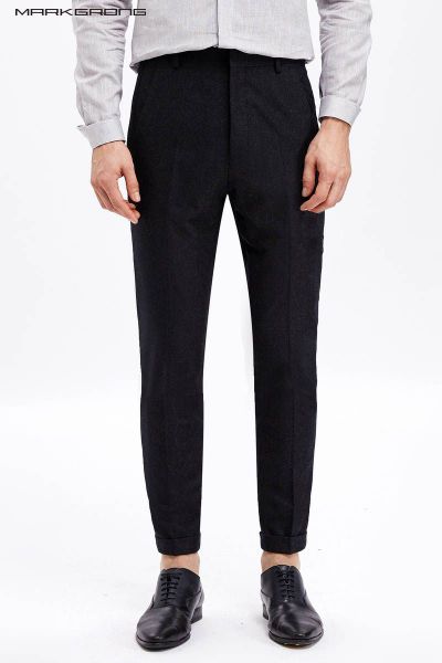 黑色羊毛混纺斜插袋直筒西裤 12287新品  97%羊毛3%氨纶 ￥1880.00