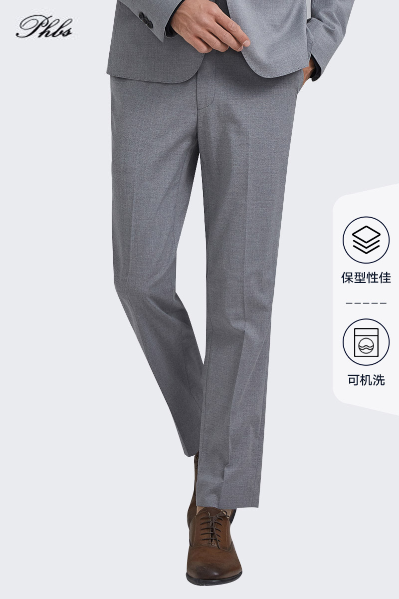 可机洗浅灰活力西裤 12919团购款 69%涤纶 29%粘胶 2%氨纶 ￥464.00