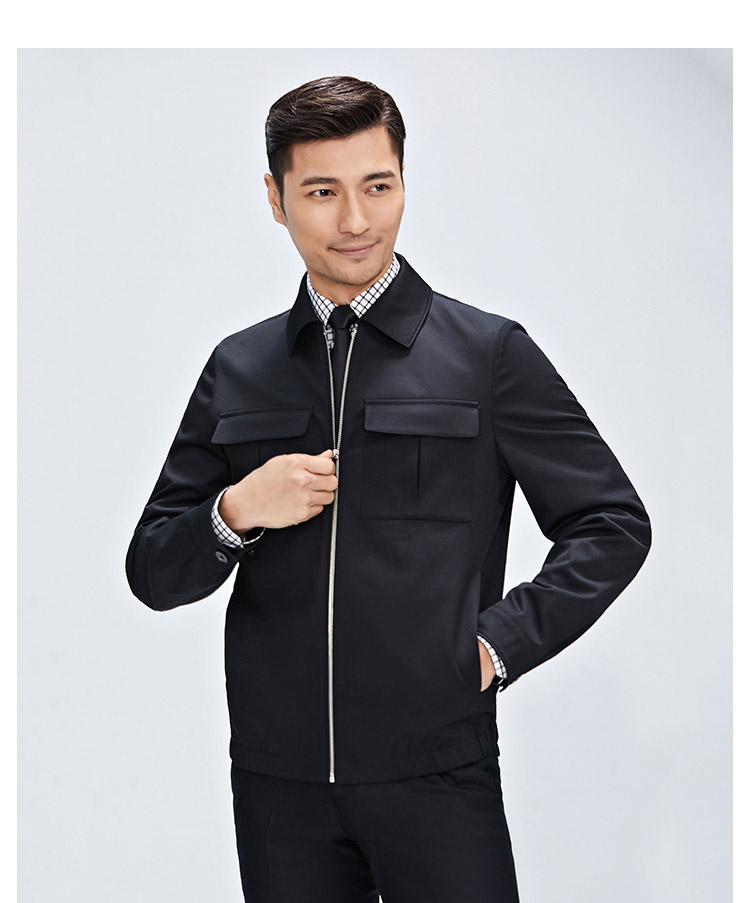 黑色商务经典行政风格干部夹克